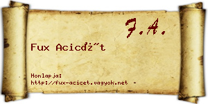 Fux Acicét névjegykártya